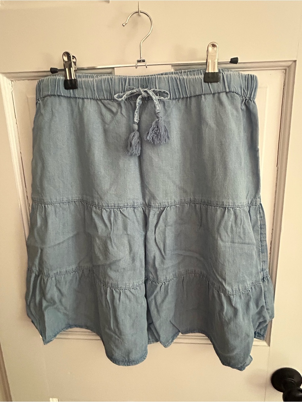 J. Jill Light Blue Tiered A-Line Cotton Skirt